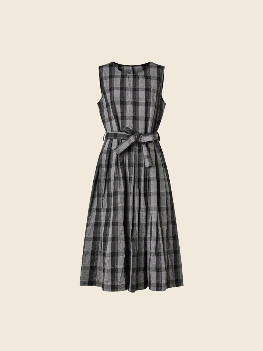 Abiti | WENDYKEI Abito Smanicato In Tessuto Tartan Grigio Con Cintura