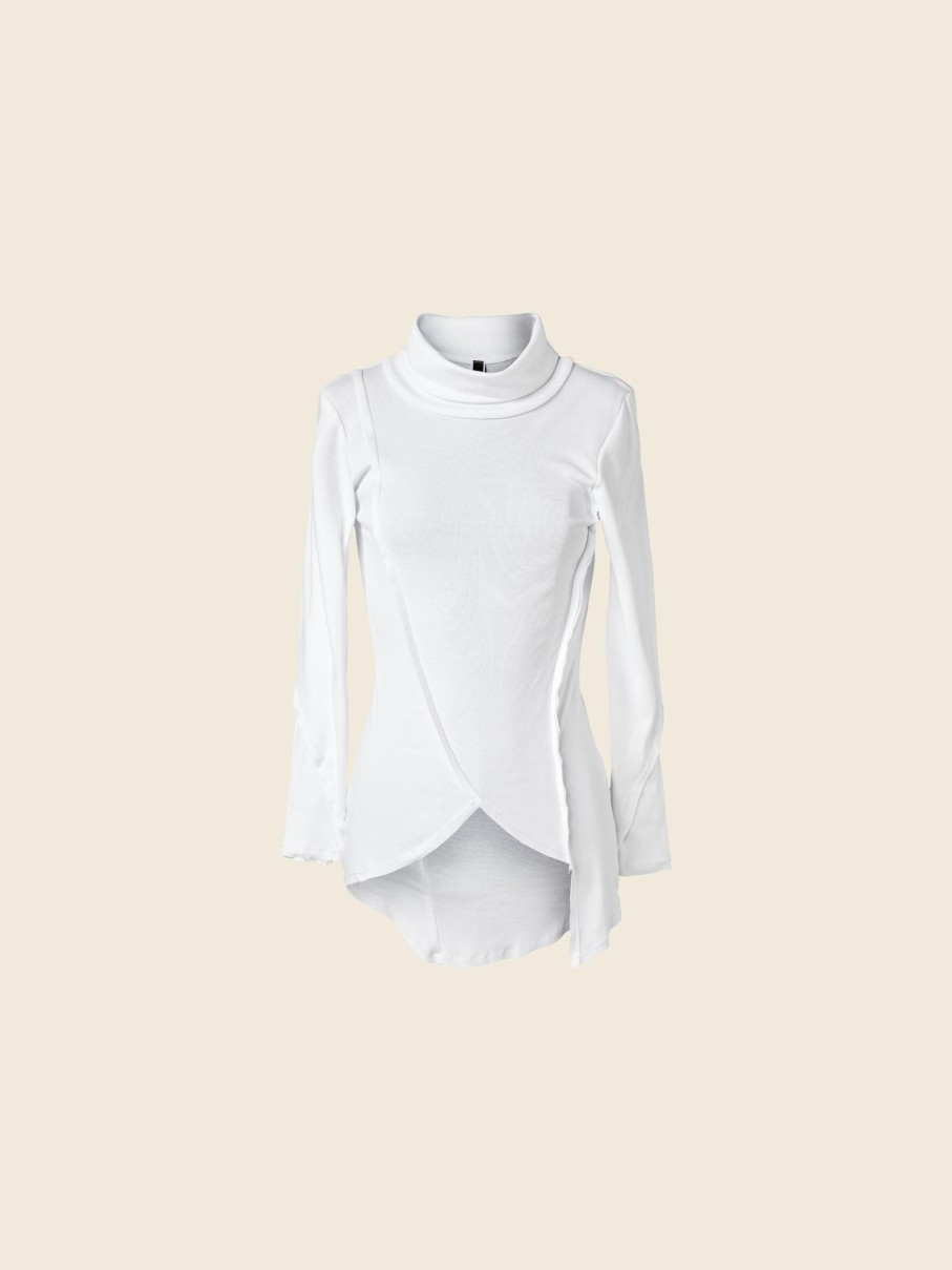 Top E Magliette | WENDYKEI T-Shirt A Collo Alto Con Orlo Asimmetrico